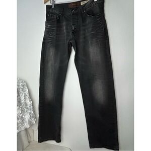 LNGeans Gothic Vampire Black‎ Distressed Denim Jeans 32 Button Fly